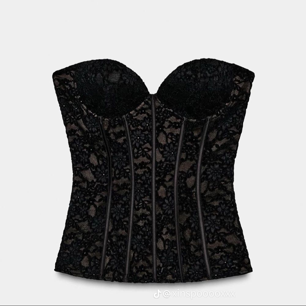 Zara black lace corset
